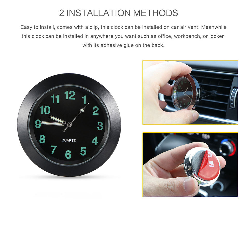 Car Air Vent Clip Clock Luminous Dashboard Clock