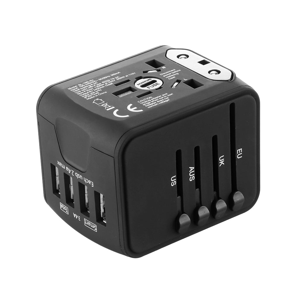 4 USB Ports Universal Travel Adapter All-In-One