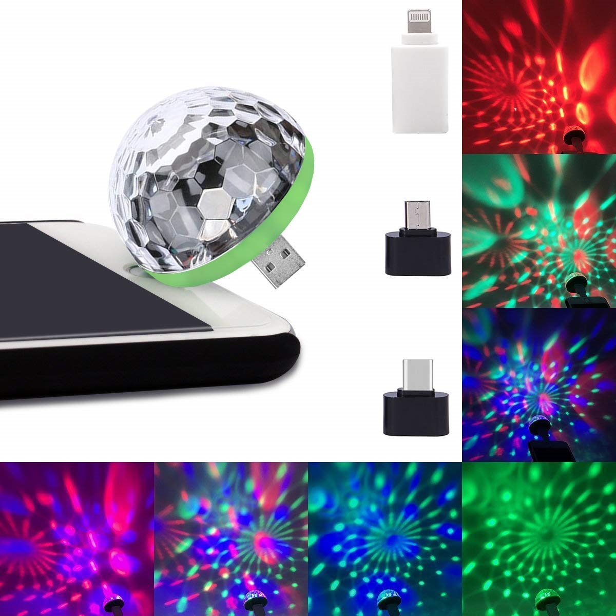 Mini 4-LED Disco Ball USB Powered Stage RGB Light