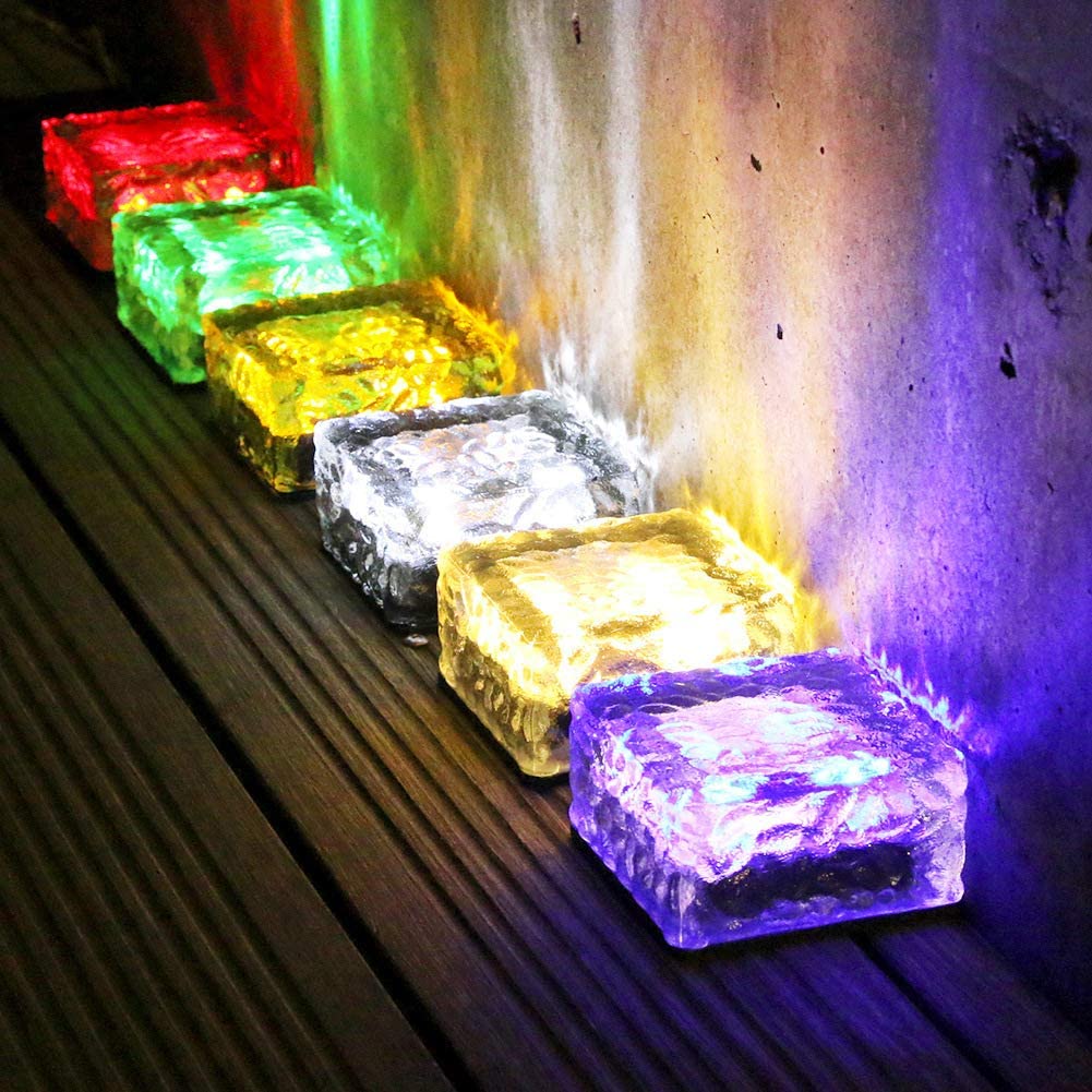 Colorful Solar Glass Brick Light and 12 Key Remote