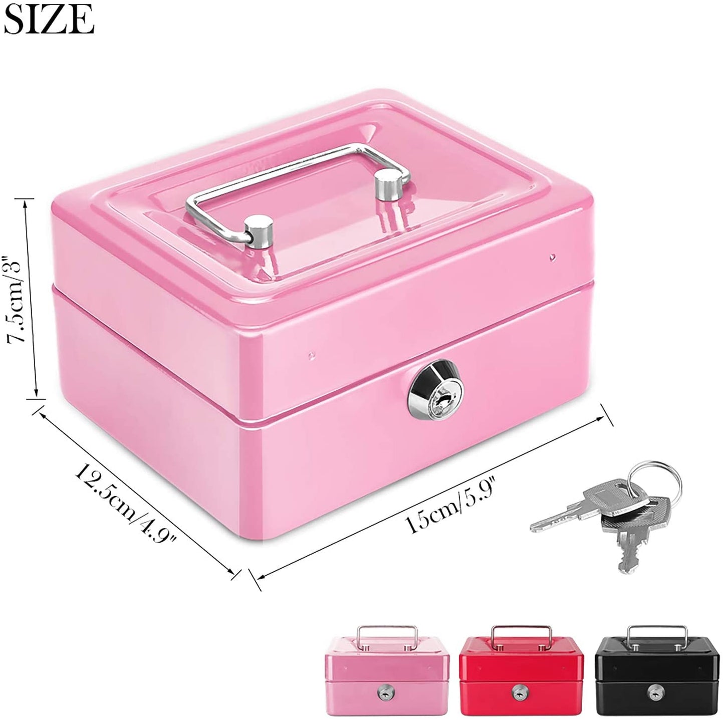 Small Metal Money Bank with Lock Coin Cash Safe Box Piggy Bank