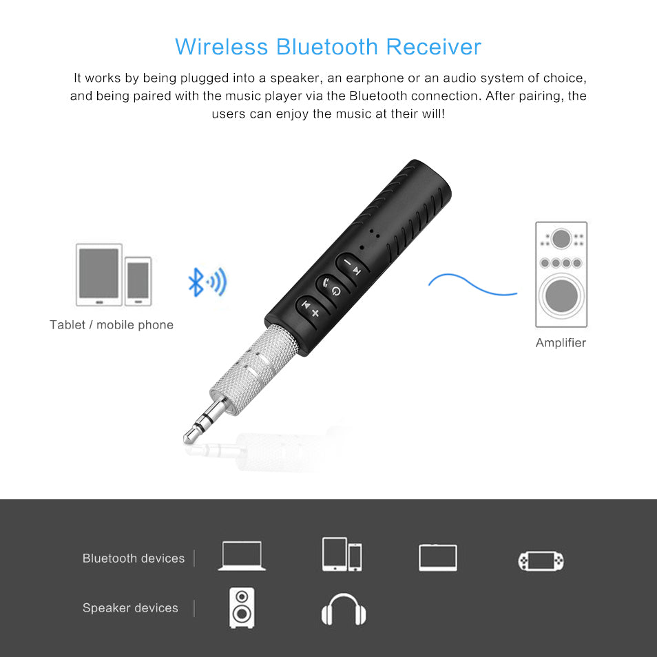 Car Bluetooth Transmitter AUX 3.5mm Jack Bluetooth Receiver 