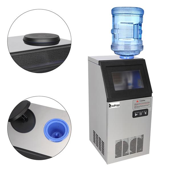 120V / 60HZ Stainless Steel Transparent Cover Commercial Ice Machine