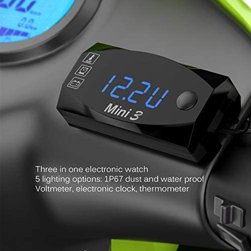 3-in-1 Voltmeter Clock Thermometer Display Car and Motorcycle