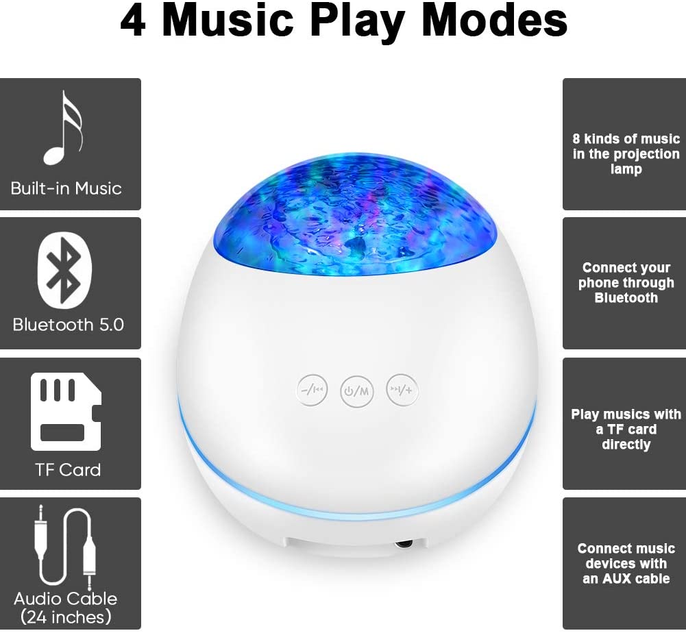 Ocean Wave Projector Night Light Bluetooth Music Player