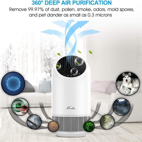 True HEPA Air Purifier for Home 360° Deep Purification