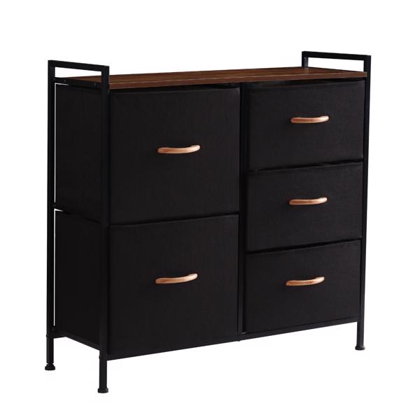 5 Drawer Dresser Storage Organizer Fabric Wood Top Closet