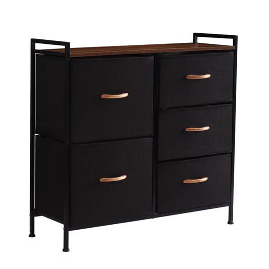 5 Drawer Dresser Storage Organizer Fabric Wood Top Closet