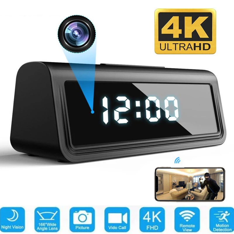 4K Wifi Secret Clock Micro Camera Security Camera IR Night Vision