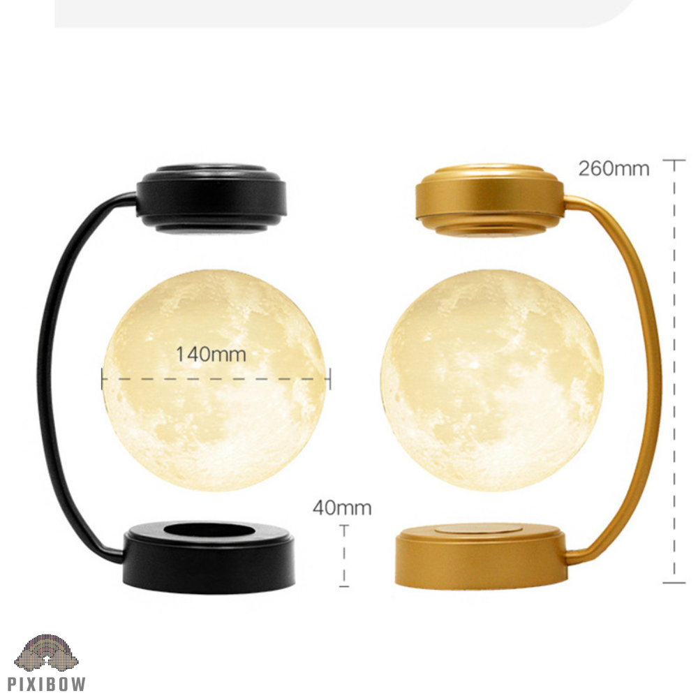 Magnetic Levitating Rotating Moon on Dangling Double-Sided Lamp