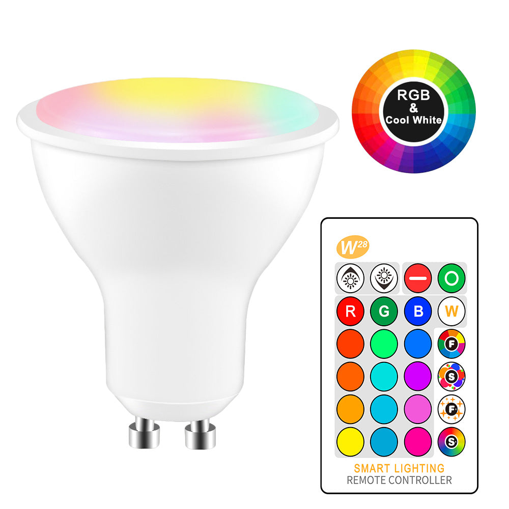 Cool White RGBW LED Bulb GU10 Color Changing - pixibowstore