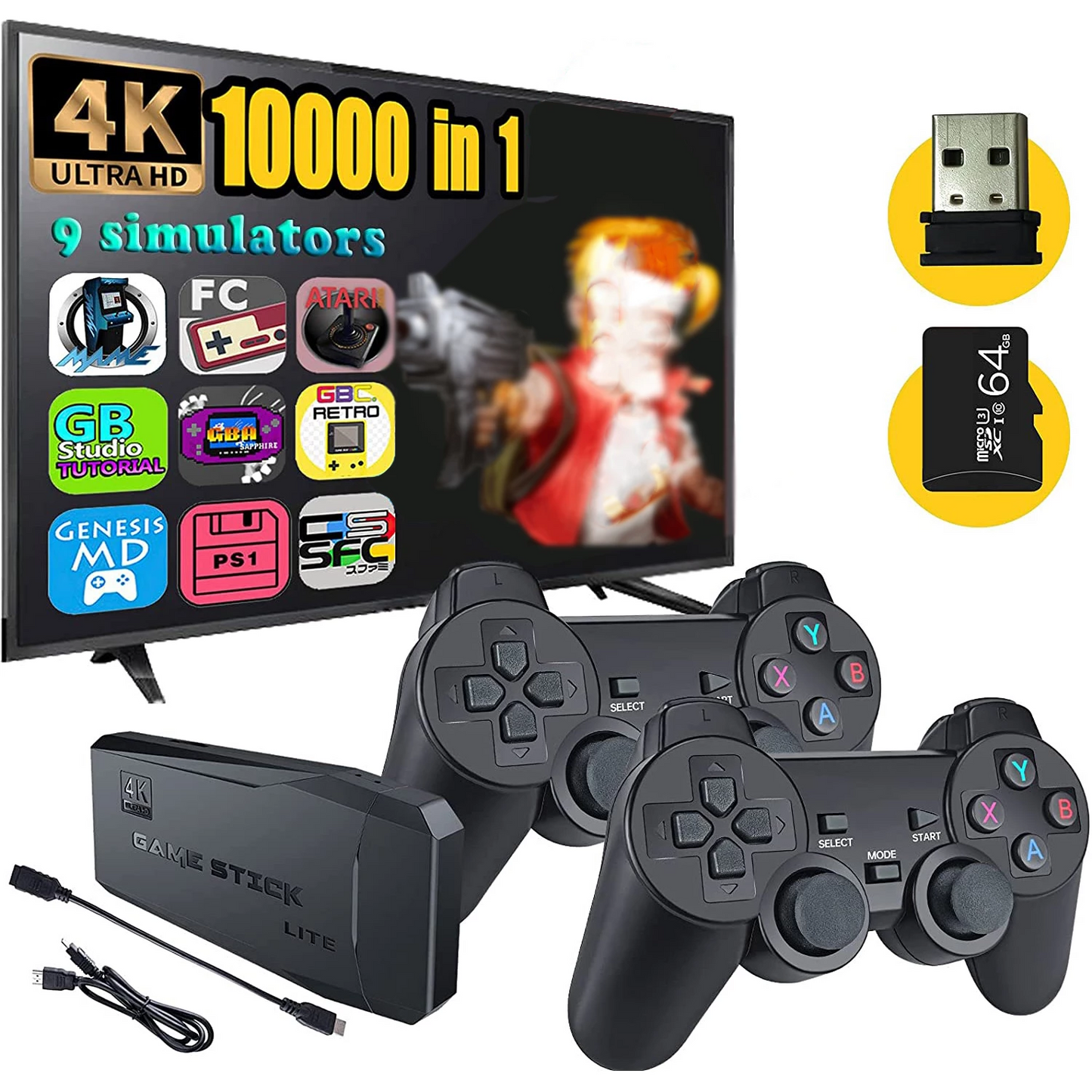 HD 2.4G Double Wireless Gamepad Video Game Console 10000 Games Stick