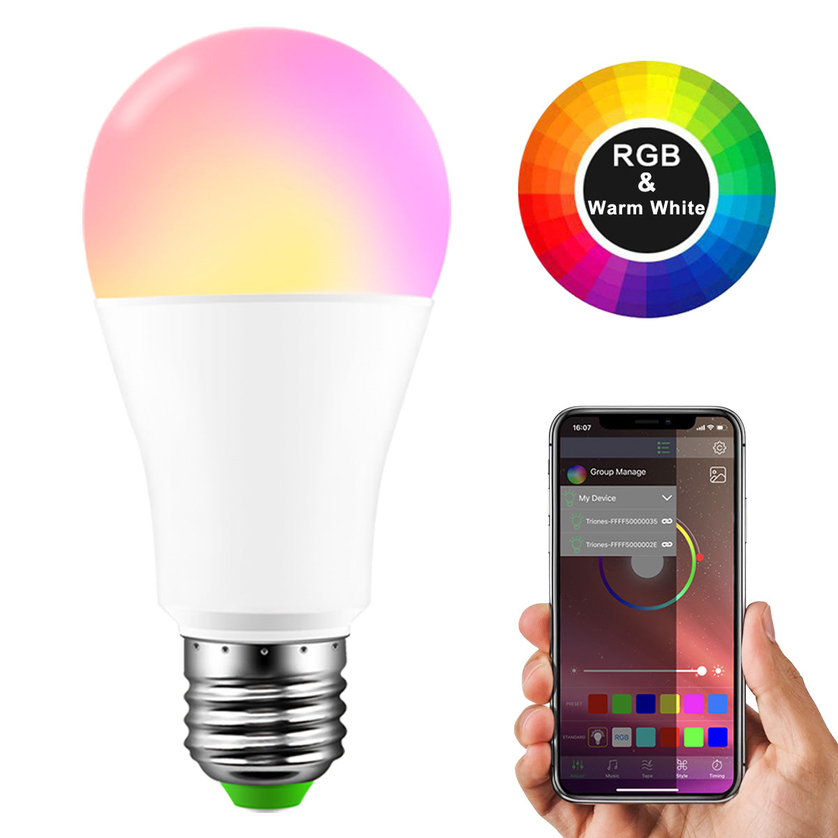 RGBW Bluetooth Smart LED Light Warm Light - pixibowstore